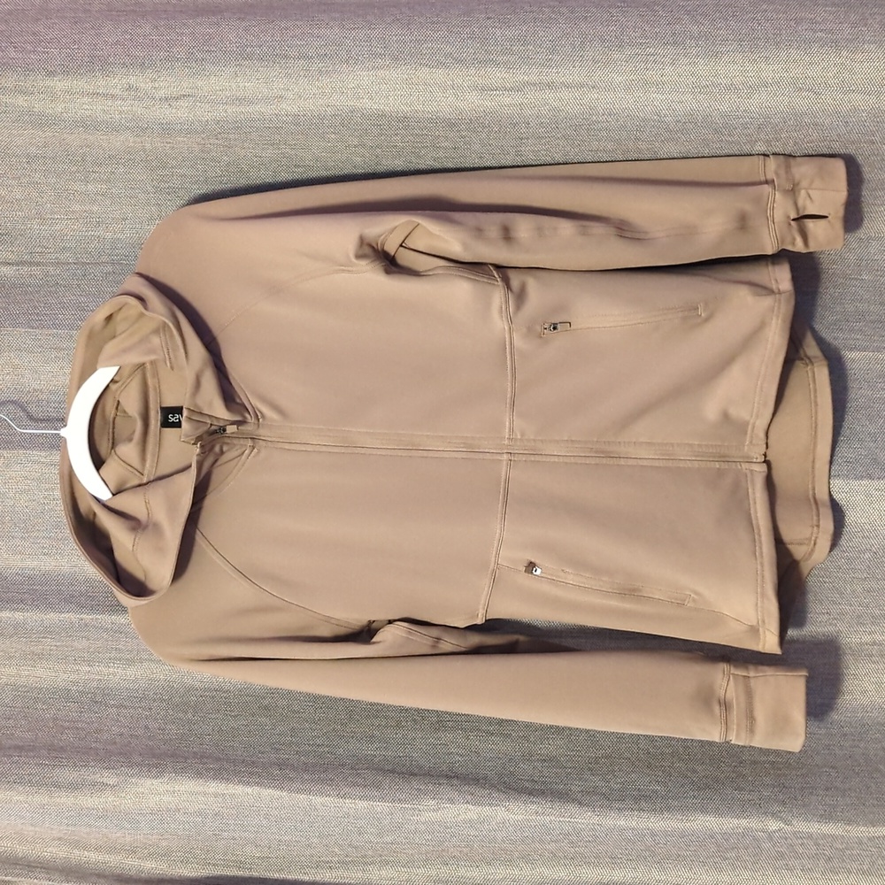 Stella hooded Savvi zip up jacket Large taupe
